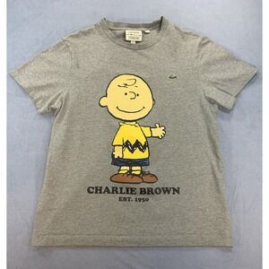 Lacoste x Peanuts Charlie Brown Gray T-shirt Mens Sz M